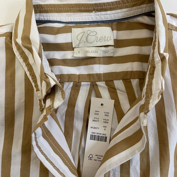 JCrew Classic-fit washed cotton poplin shirt in stripe size 6 - Picture 6 of 10